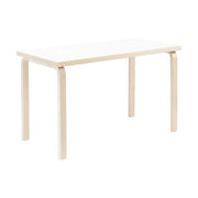 AALTO Table Rectangular 80A Tables Artek Top IKI White HPL | Legs and Edge Band Natural Lacquered 