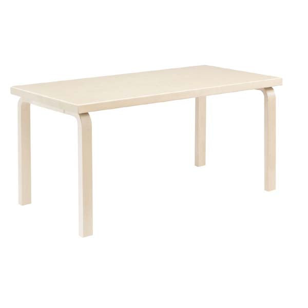 Aalto Children&#39;s Table Rectangular 80A table Artek Top IKI White HPL | Legs and Edge Band Natural Lacquered 