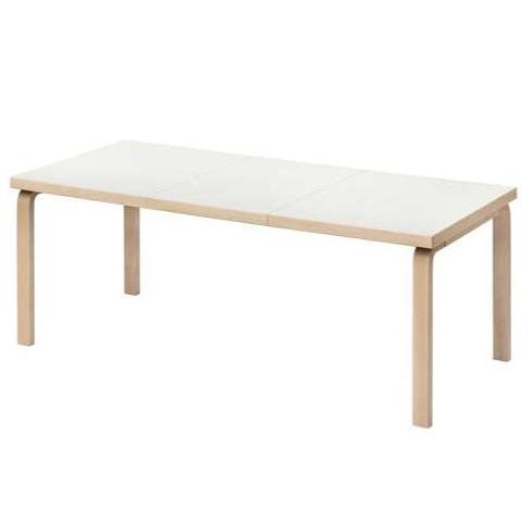 AALTO Table Extendable 97 Tables Artek Top IKI White HPL | Legs and Edge Band Natural Lacquered 