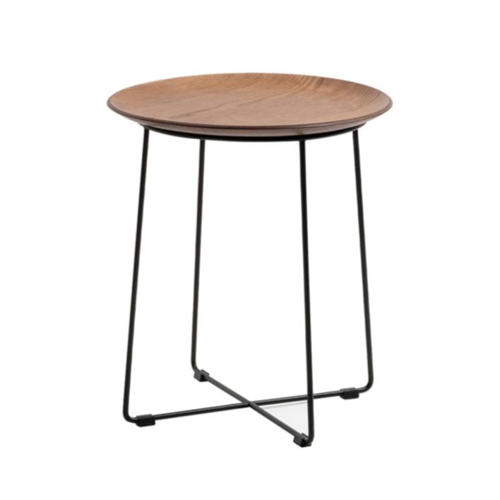 Al Wood Side Table side/end table Kartell Dark Veneer Wood Top &amp; Black Frame 