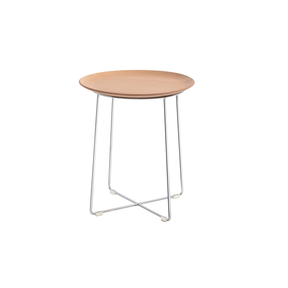 Al Wood Side Table side/end table Kartell Light Ash Wood Top &amp; Chrome Frame 