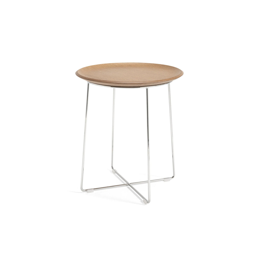 Al Wood Side Table side/end table Kartell Light Veneer Wood Top &amp; Chrome Frame 