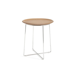 Al Wood Side Table side/end table Kartell Light Veneer Wood Top & Chrome Frame 