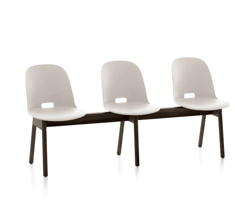 Alfi 3-Seat High Back Bench Benches Emeco White Dark Ash 