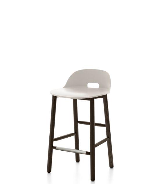 Alfi Low-Back Counter Stool Stools Emeco White Dark Ash 