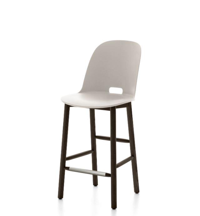 Alfi High-Back Counter Stool Stools Emeco White Dark Ash 