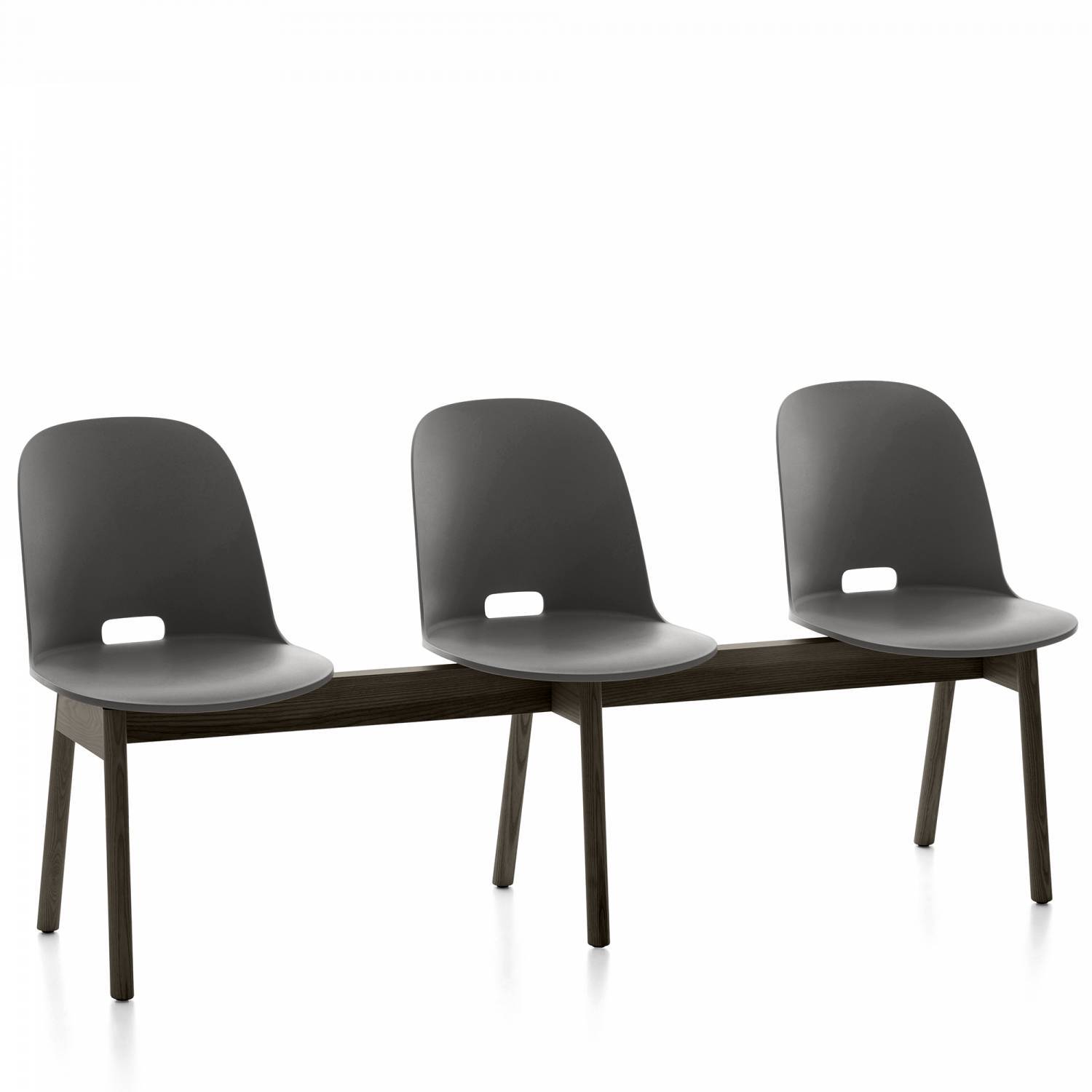 Alfi 3-Seat High Back Bench Benches Emeco Dark Grey Dark Ash 