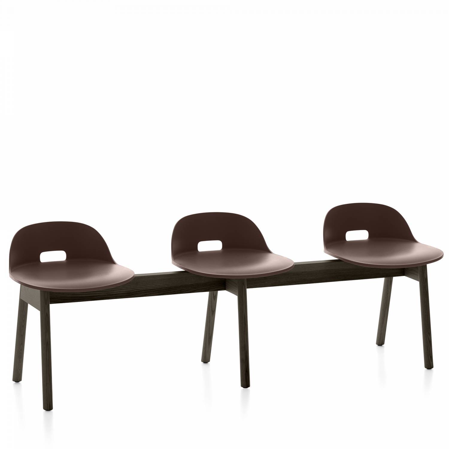 Alfi 3-Seat Low Back Bench Benches Emeco Dark Brown Dark Ash 