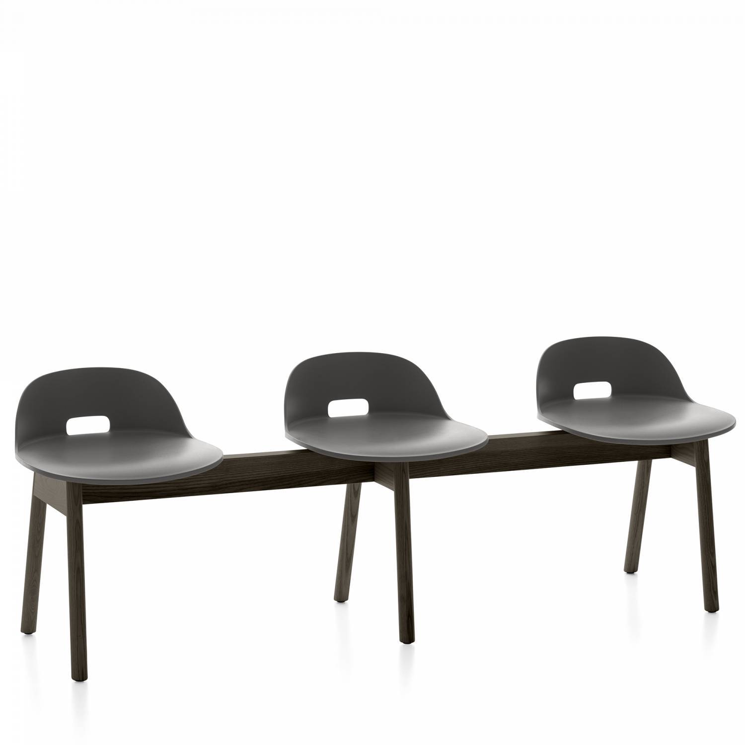 Alfi 3-Seat Low Back Bench Benches Emeco Dark Grey Dark Ash 