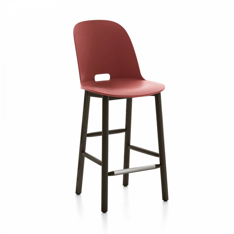 Alfi High-Back Counter Stool Stools Emeco Red Dark Ash 