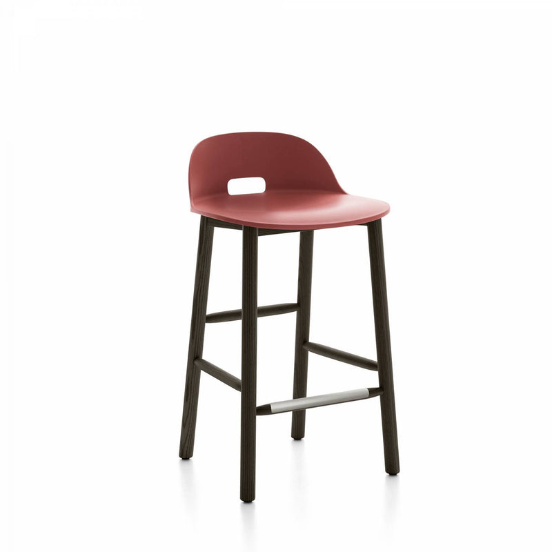Alfi Low-Back Counter Stool Stools Emeco Red Dark Ash 