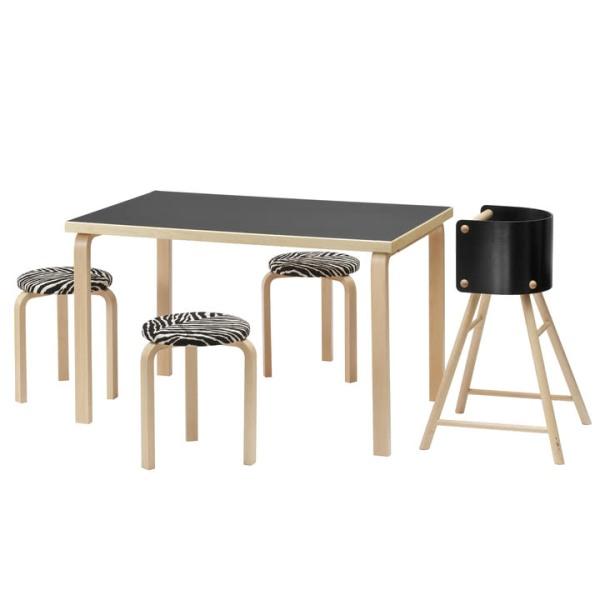 AALTO Table Rectangular 81A Tables Artek Top Black Linoleum | Legs and Edge Band Natural Lacquered + $245.00 