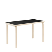 AALTO Table Rectangular 86 Tables Artek Top Black Linoleum | Legs and Edge Band Natural Lacquered 