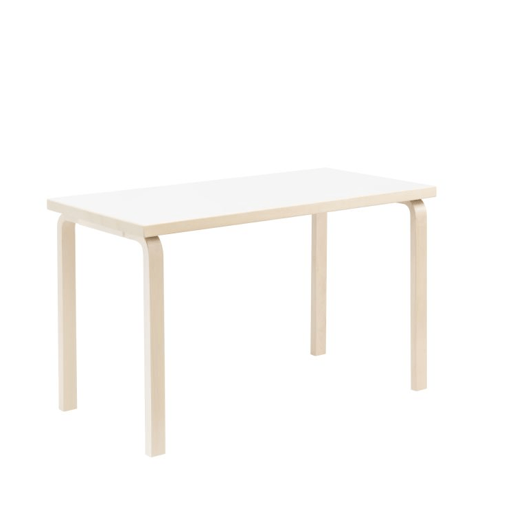 AALTO Table Rectangular 86 Tables Artek Top IKI White HPL | Legs and Edge Band Natural Lacquered 