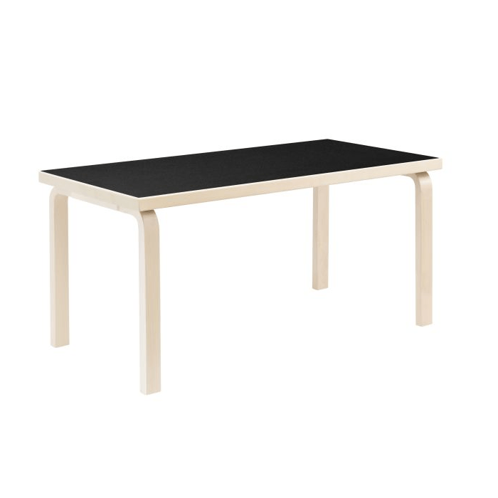 Aalto Children&#39;s Table Rectangular 80A table Artek Top Black Linoleum | Legs and Edge Band Natural Lacquered + $110.00 
