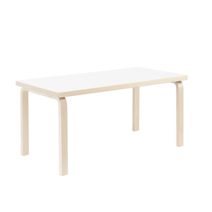 Aalto Children's Table Rectangular 80A table Artek Top IKI White HPL | Legs and Edge Band Natural Lacquered 