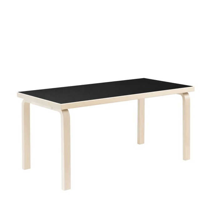 Aalto Children&#39;s Table Rectangular 81B table Artek Top Black Linoleum | Legs and Edge Band Natural Lacquered + $160.00 