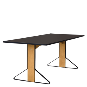 Kaari Rectangular Dining Table Dining Tables Artek 63"W Linoleum black Natural Oak, Protective Varnish