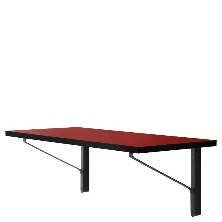 Kaari Wall Console Shelf Artek Red linoleum, edge black Oak black lacquered 