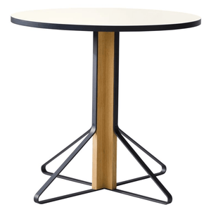REB003 Kaari Round Dining Table table Artek HPL, high-gloss white Natural oak, protective varnish 