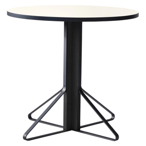 REB003 Kaari Round Dining Table table Artek HPL, high-gloss white Oak, black lacquered 