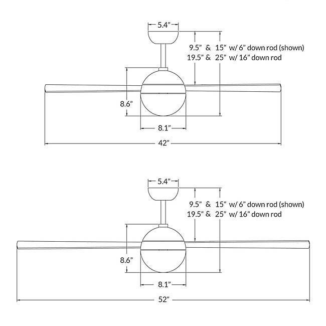 Ball Ceiling Fan 52 Inches Blade Span Ceiling Fans Modern Fan Co 