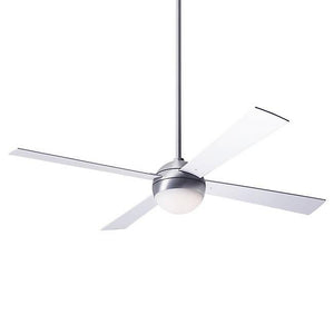 Ball Ceiling Fan 42 Inches Blade Span Ceiling Fans Modern Fan Co Brushed Aluminum White Fan & Light – 3 Wire With 20W LED