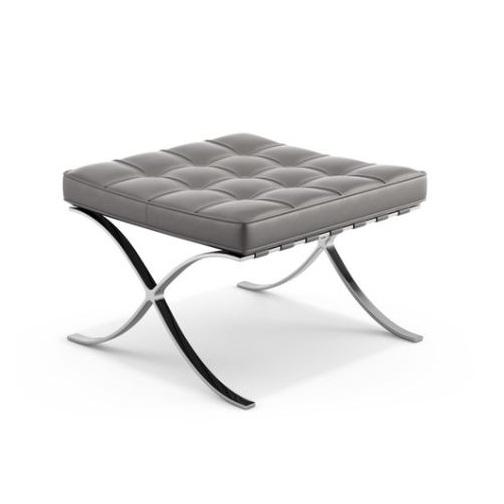 Barcelona Stool ottomans Knoll chrome plated volo leather - Flint 