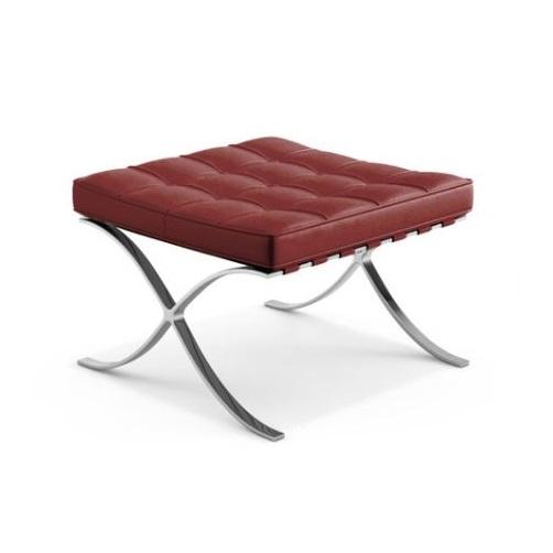 Barcelona Stool ottomans Knoll chrome plated volo leather - Garnet 