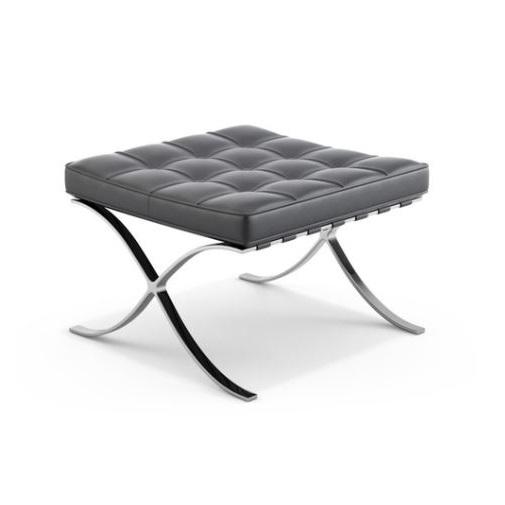 Barcelona Stool ottomans Knoll chrome plated volo leather - Black 