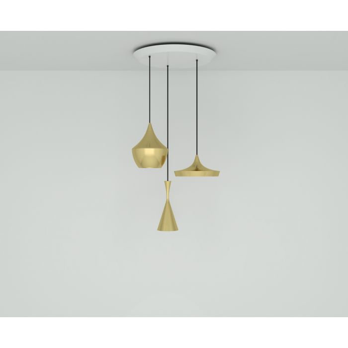 Beat Led Trio Round Pendant System hanging lamps Tom Dixon Brass 