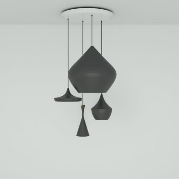 Beat LED Range Round Pendant System hanging lamps Tom Dixon Black 