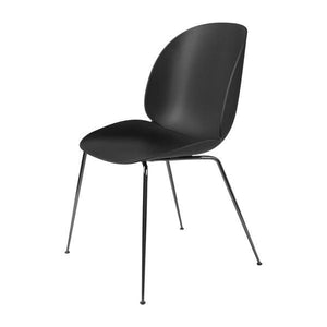 Beetle Dining Chair with Conic Base - Unupholstered Chairs Gubi Black Chrome Base Black Plastic glides