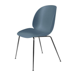 Beetle Dining Chair with Conic Base - Unupholstered Chairs Gubi Black Chrome Base Blue Grey Plastic glides