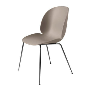 Beetle Dining Chair with Conic Base - Unupholstered Chairs Gubi Black Chrome Base New Beige Plastic glides