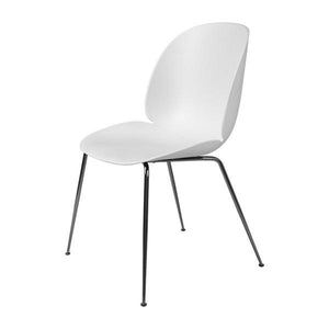 Beetle Dining Chair with Conic Base - Unupholstered Chairs Gubi Black Chrome Base White Plastic glides
