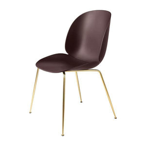 Beetle Dining Chair with Conic Base - Unupholstered Chairs Gubi Brass Dark Pink Plastic glides