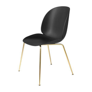 Beetle Dining Chair with Conic Base - Unupholstered Chairs Gubi Brass Black Plastic glides