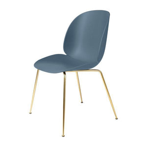 Beetle Dining Chair with Conic Base - Unupholstered Chairs Gubi Brass Blue Grey Plastic glides