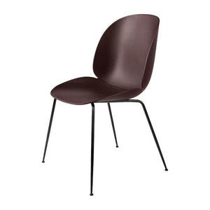 Beetle Dining Chair with Conic Base - Unupholstered Chairs Gubi Black Base Dark Pink Plastic glides