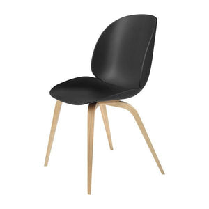Beetle Dining Chair with Wood Base - Un-Upholstered Chairs Gubi Oak base Black Plastic glides