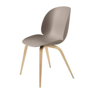 Beetle Dining Chair with Wood Base - Un-Upholstered Chairs Gubi Oak base New Beige Plastic glides