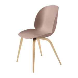 Beetle Dining Chair with Wood Base - Un-Upholstered Chairs Gubi Oak base Sweet Pink Plastic glides