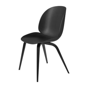 Beetle Dining Chair with Wood Base - Un-Upholstered Chairs Gubi Black Stained Beech Black Plastic glides
