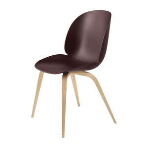 Beetle Dining Chair with Wood Base - Un-Upholstered Chairs Gubi Oak base Dark Pink Plastic glides