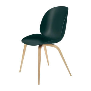 Beetle Dining Chair with Wood Base - Un-Upholstered Chairs Gubi Oak base Green Plastic glides