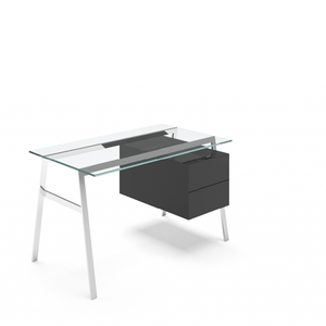 Homework 1 - Glass Top Desk's Bensen Double Drawer Right Chrome Charcoal Hi-Gloss Lacquer