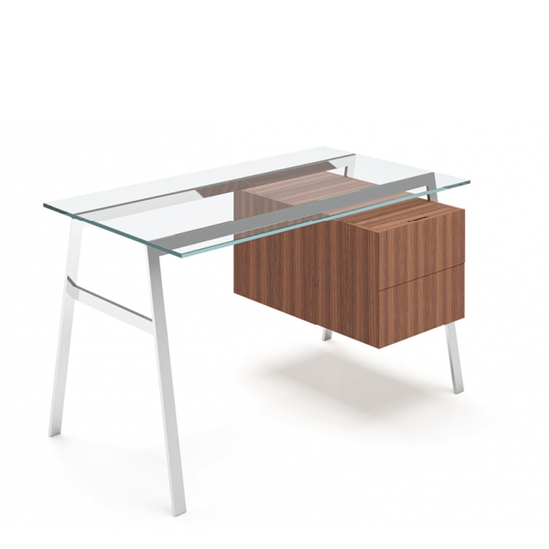 Homework 1 - Glass Top Desk's Bensen Double Drawer Right Chrome Walnut