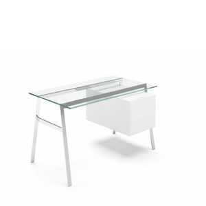 Homework 1 - Glass Top Desk's Bensen Double Drawer Right Chrome White Hi-Gloss Lacquer