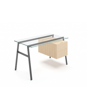 Homework 1 - Glass Top Desk's Bensen Double Drawer Right Gun Metal grey Oak
